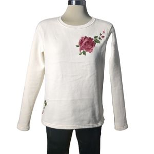 Basic Edition Ivory Flowers Embroidery OverSize Top Size S